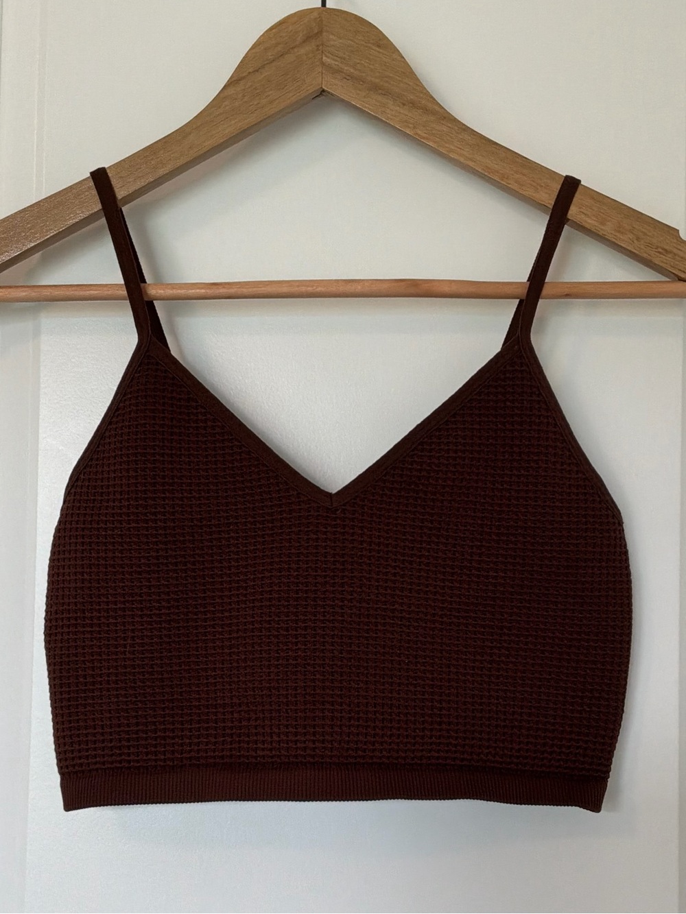Bozzolo Brown Waffle Knit Cropped Cami Top M/L